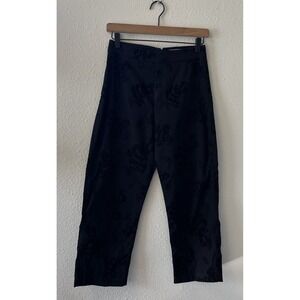 Vintage 90s Capri Pants Black Dragon Motif Jaquard Equestrian Designs Petite